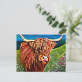Landschap Hoogland Koe schilderen Briefkaart (Staand voorkant)