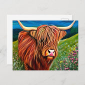 Landschap Hoogland Koe schilderen Briefkaart (Voorkant / Achterkant)