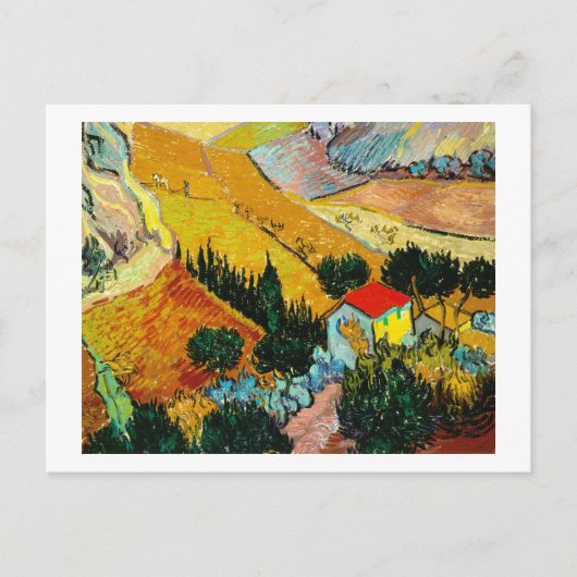 Landschap House en Plowman Vincent Van Gogh Briefkaart (Voorkant)