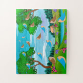 Landschap House Trees Birds Flowers Natuur, leefti Legpuzzel (Verticaal)