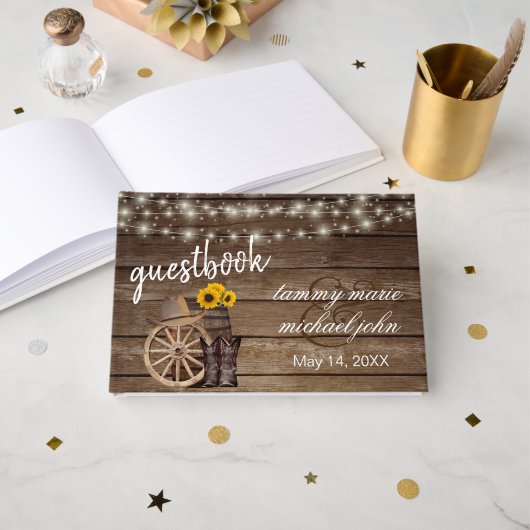 Landschap Houtsvat met zonnebloemen Gastenboek (Voorkant open)