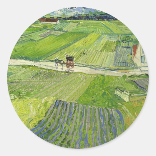 Landschap in Auvers na Regen door Vincent van Gogh Ronde Sticker (Voorkant)