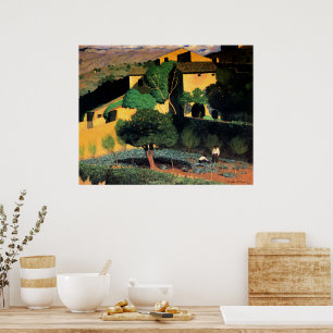 Landschap in Cagnes, fijne kuntschildering, Poster