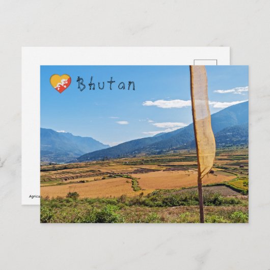 Landschap in de landbouw op het platteland van Bhu Briefkaart (Voorkant / Achterkant)