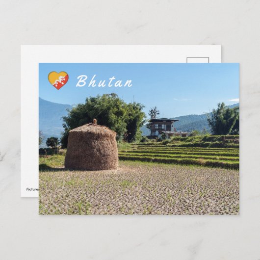 Landschap in de landbouw op het platteland van Bhu Briefkaart (Voorkant / Achterkant)