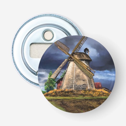 Landschap in de Nederlandse Bottelopener Button Flesopener (Voorkant)