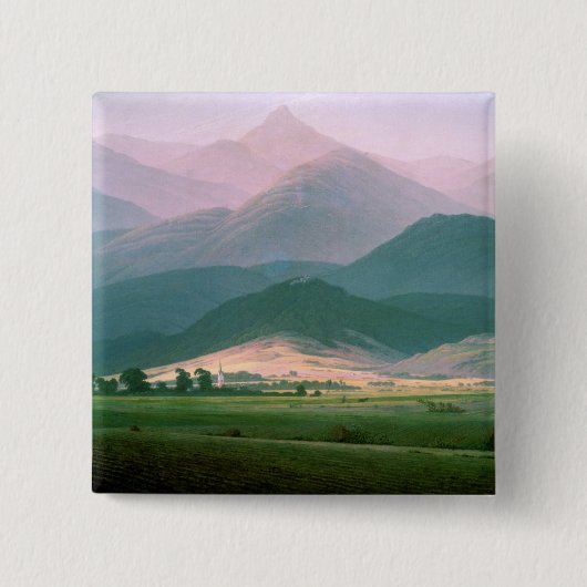 Landschap in de Riesengebirge, 1810-11 Vierkante Button 5,1 Cm (Voorkant)