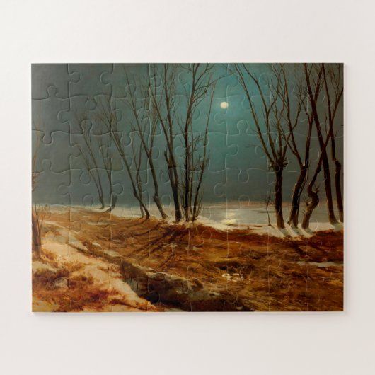 Landschap in de winter bij maanlicht door Carl Ble Legpuzzel (Horizontaal)