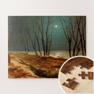 Landschap in de winter bij maanlicht door Carl Ble Legpuzzel
