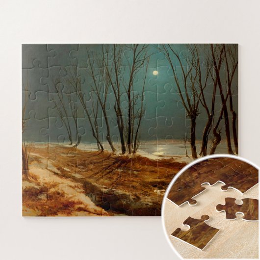 Landschap in de winter bij maanlicht door Carl Ble Legpuzzel