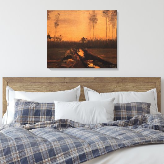 Landschap in Dusk door Vincent van Gogh Canvas Afdruk (Insitu (Slaapkamer))