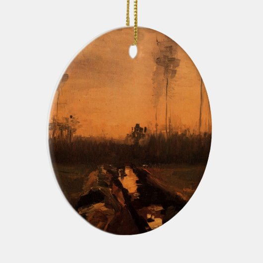 Landschap in Dusk door Vincent van Gogh Keramisch Ornament (Rechts)