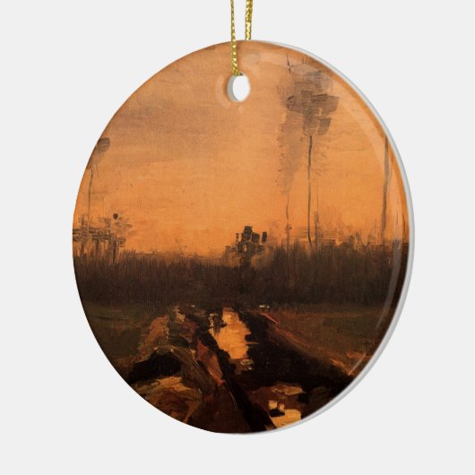 Landschap in Dusk door Vincent van Gogh Keramisch Ornament (Links)