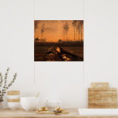Landschap in Dusk door Vincent van Gogh Poster (Keuken)