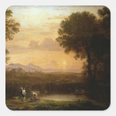 Landschap in Dusk Vierkante Sticker (Voorkant)