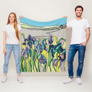 Landschap in glas-in-loodstijl fleece deken