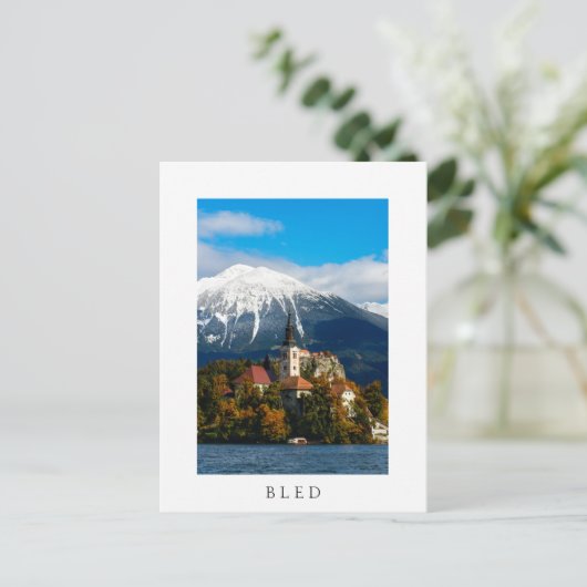Landschap in het meer van Bled in de herfst Briefkaart (Staand voorkant)