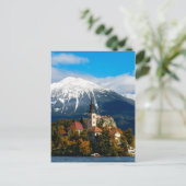 Landschap in het meer van Bled in de herfst Briefkaart (Staand voorkant)