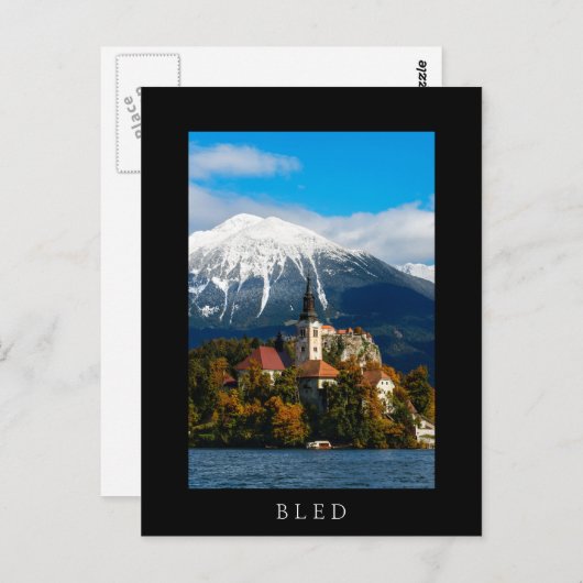 Landschap in het meer van Bled in de herfst Briefkaart (Voorkant / Achterkant)