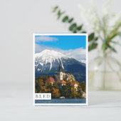 Landschap in het meer van Bled in de herfst Briefkaart (Staand voorkant)