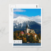 Landschap in het meer van Bled in de herfst Briefkaart (Voorkant / Achterkant)