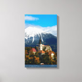 Landschap in het meer van Bled in de herfst Canvas Afdruk (Voorkant)