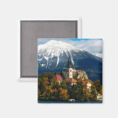 Landschap in het meer van Bled in de herfst Magneet (Voorkant / Achterkant)