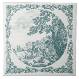 Landschap in het platteland Vintage Delft turquois Tegeltje