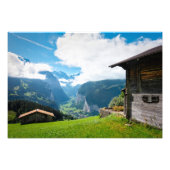 Landschap in Lauterbrunnen vallei in Zwitserland Foto Afdruk (Voorkant)