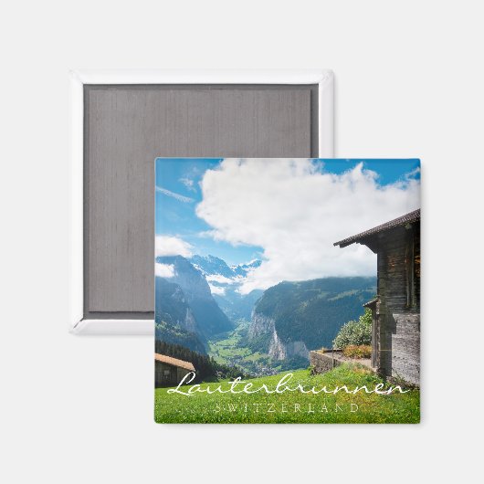 Landschap in Lauterbrunnen vallei in Zwitserland Magneet (Voorkant / Achterkant)