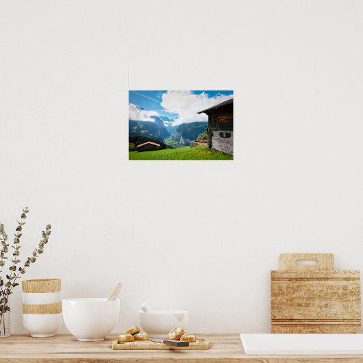 Landschap in Lauterbrunnen vallei in Zwitserland Poster (Keuken)