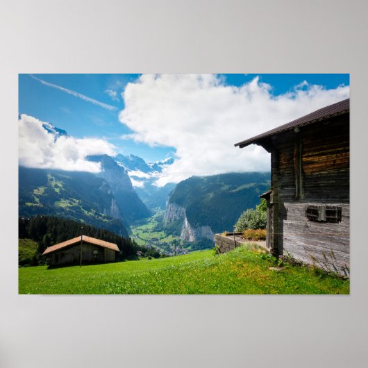Landschap in Lauterbrunnen vallei in Zwitserland Poster (Voorkant)