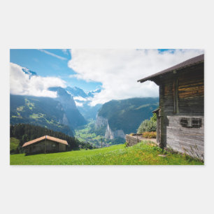 Landschap in Lauterbrunnen vallei in Zwitserland Rechthoekige Sticker