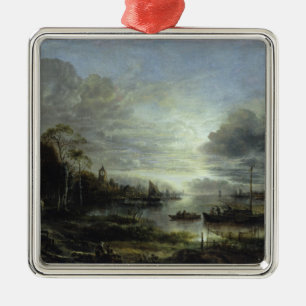 Landschap in Moonlight Metalen Ornament