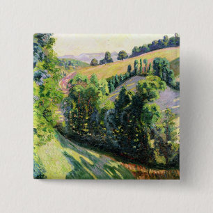 Landschap in Pontgibaud, c.1895 (olie op het canva Vierkante Button 5,1 Cm