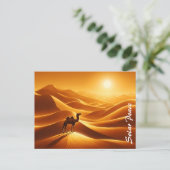 Landschap kameel woestijn decor zonneschijn droog briefkaart (Staand voorkant)