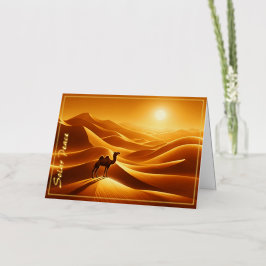 Landschap kameel woestijn decor zonneschijn droog folie wenskaart