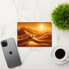 Landschap kameel woestijn decor zonneschijn droog folie wenskaart
