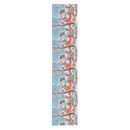  landschap kerstwinter korte tafelloper (Voorkant)