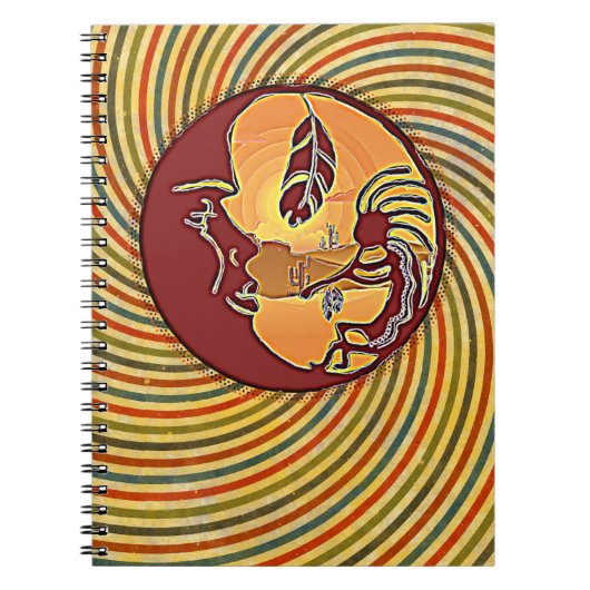 Landschap Knop - Kokopelli Moon Feather 1 Notitieboek (Voorkant)