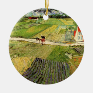 Landschap, koets en trein door Vincent van Gogh Keramisch Ornament