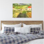 Landschap, koets en trein van Vincent van Gogh Canvas Afdruk (Insitu (Slaapkamer))