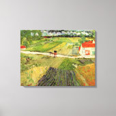 Landschap, koets en trein van Vincent van Gogh Canvas Afdruk (Voorkant)
