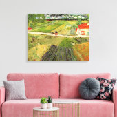 Landschap, koets en trein van Vincent van Gogh Canvas Afdruk (Insitu (Woonkamer))