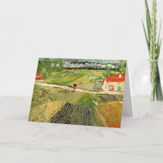 Landschap, koets en trein van Vincent van Gogh Kaart (Voorkant)
