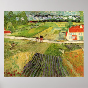 Landschap, koets en trein van Vincent van Gogh Poster