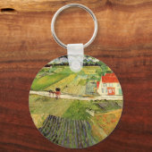Landschap, koets en trein van Vincent van Gogh Sleutelhanger (Voorkant)