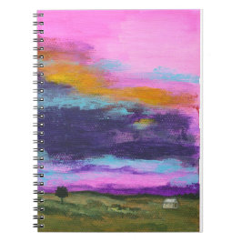 Landschap Kunstschilder, roze zonnebank, klein hui Notitieboek