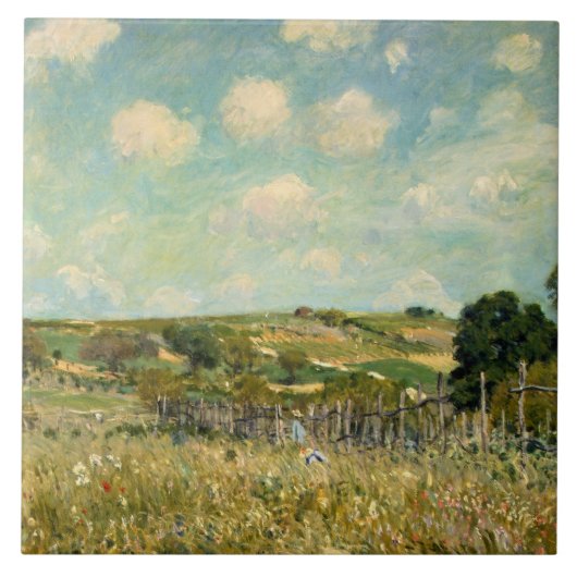 Landschap Landbeemdschap (door Alfred Sisley) Tegeltje (Voorkant)