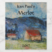 Landschap Landschap Landschap Rood Wijnlabel Wijn Etiket (Enkel label)